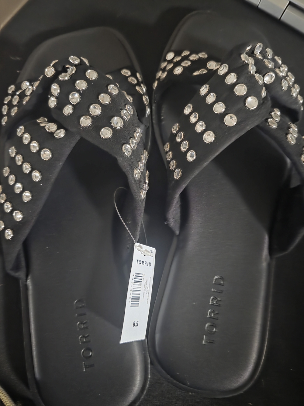 torrid Black Crystal-Embellished Slide Sandals